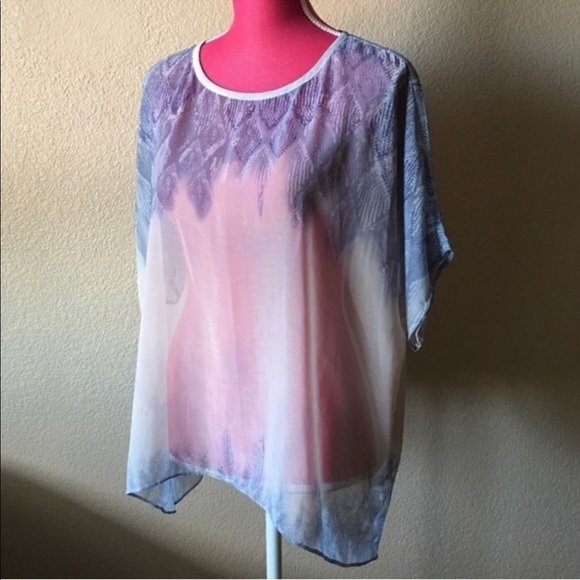 Cabi Sheer Ombre Fade Out Dolman Sleeve Top 781 XS - Picture 8 of 8